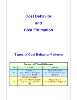 Cost Behavior and Cost Estimation