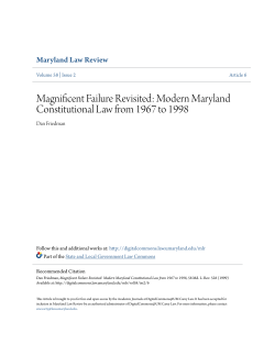 Magnificent Failure Revisited: Modern Maryland Constitutional Law