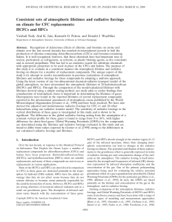Consistent sets of atmospheric lifetimes and