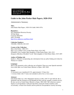 Guide to the John Parker Hale Papers, 1820-1914