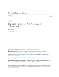 The Equal Pay Act of 1963: A Decade of Enforcement