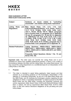 HKEX GUIDANCE LETTER HKEX-GL89