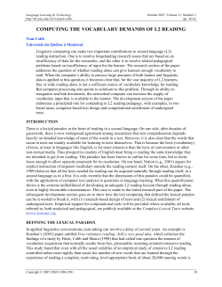 Computing the Vocabulary Demands of L2 Reading