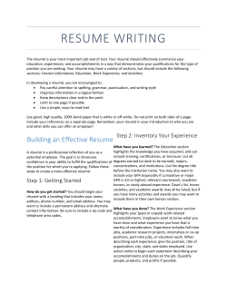 resume writing - Dickinson State University