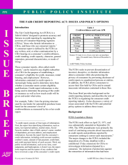 The Fair Credit Reporting Act: Issues and Policy Options