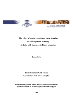 The effect of student cognitions about learning on self