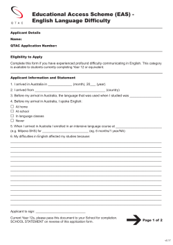 the English Language Difficulty cover sheet (PDF