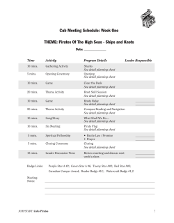 Cub Meeting Schedule: Week One THEME