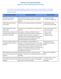 Common Core State Standards Aligned to ​Action Math Baseball