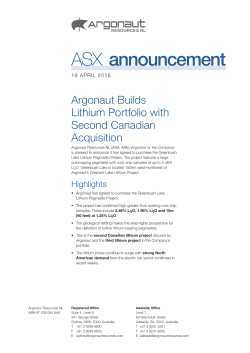 ASX announcement - Argonaut Resources NL