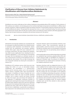 Clarification of Glucose from Cellulose Hydrolysate by Ultrafiltration