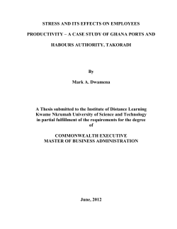 STRESS AND ITS EFFECTS ON EMPLOYEES PRODUCTIVITY &ndash; A