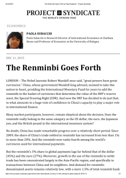 The Renminbi Goes Forth
