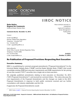 Re-Publication of Proposed Provisions Respecting Best