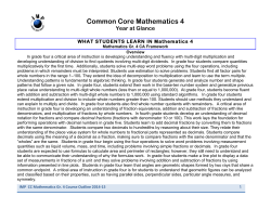 Common Core Mathematics 4 Year at Glance