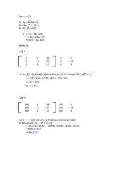 Exercise 20 2x+5y-10z-100=0 4x-10y+20z-150=0