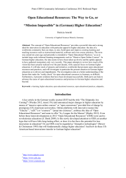 Open Educational Resources - Centre for Community Networking