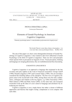 Elements of Gestalt Psychology in American Cognitive