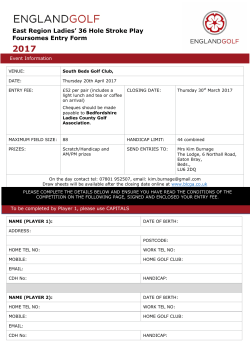 East Region Ladies` 36 Hole Stroke Play Foursomes Entry Form