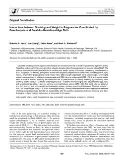 Interactions between Smoking and Weight in Pregnancies