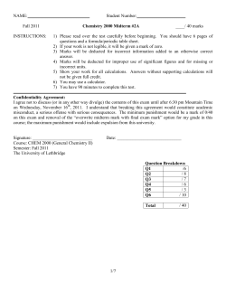 Chemistry 2100 In-Class Test 1(A) - U of L Class Index