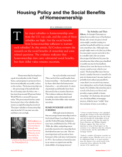Housing Policy and the Social Benefits of Homeownership