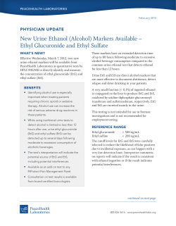 New Urine Ethanol (Alcohol) Markers Available &ndash; Ethyl Glucuronide