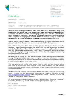 Media Release - City of Mount Gambier