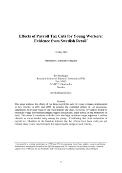Effects of Payroll Tax Cuts for Young Workers: Evidence from