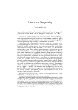 Sounds and Temporality - Jonathan Cohen