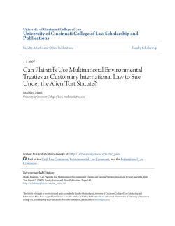Can Plaintiffs Use Multinational Environmental Treaties as