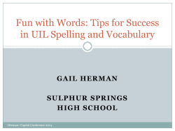 Strategies for Success in UIL Spelling and Vocabulary