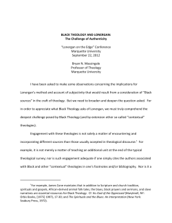 Black Theology and Lonergan: The Challenge