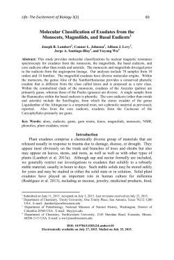 Molecular Classification of Exudates from the Monocots