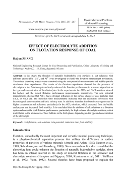 Effect of electrolyte addition on flotation response of coal