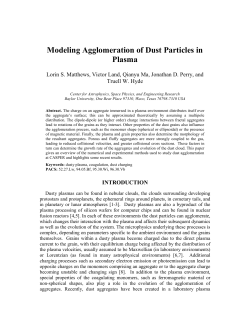 Modeling Agglomeration of Dust Particles in Plasma