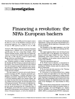 Financing a Revolution: The NPA`s European Backers