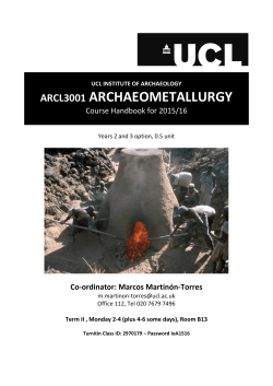 ARCL3001 archaeometallurgy
