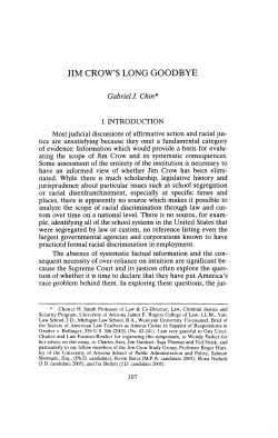 JIM CROW`S LONG GOODBYE