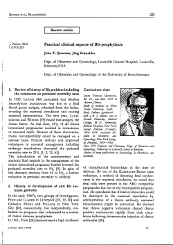 Practical clinical aspects of Rh-prophylaxis John T. Queenan, J&ouml;rg