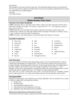 Unit Name: Whole Number Place Value