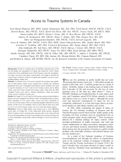 Access to Trauma Systems in Canada