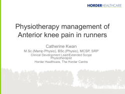 Physiotherapy management of Anterior knee pain in runners
