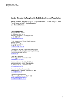Mental Disorder in People with Debt in the General