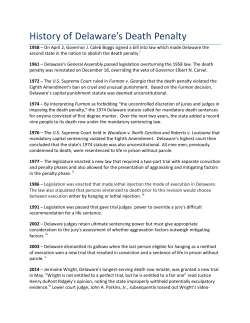 History of Delaware`s Death Penalty