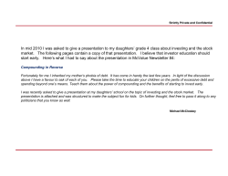 In mid 2010 I was asked to give a presentation to my daughters