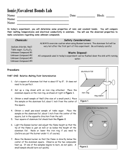 Lab: Properties of Ionic and Covalent Compounds