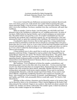 Not Too Late - Unitarian Church of All Souls