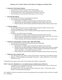 Summary of University Limits on Student Work hours