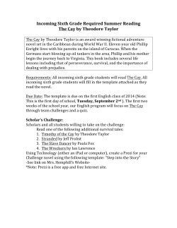 Incoming Sixth Grade Required Summer Reading The Cay by